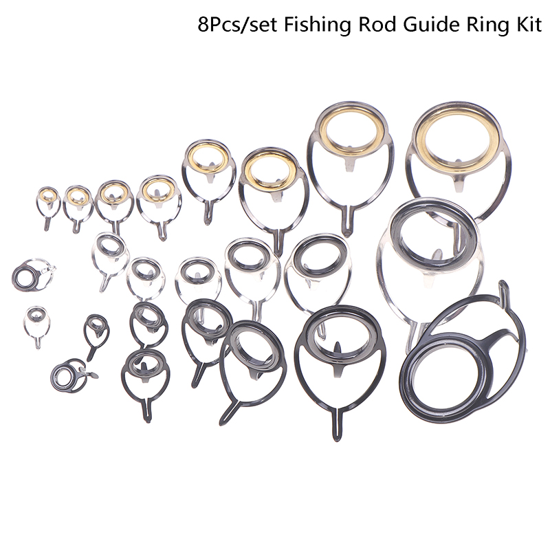 8 قطعة معالجة الصيد الفولاذ ال - مراجعة Fishing Rod Guide Replacement وسعره