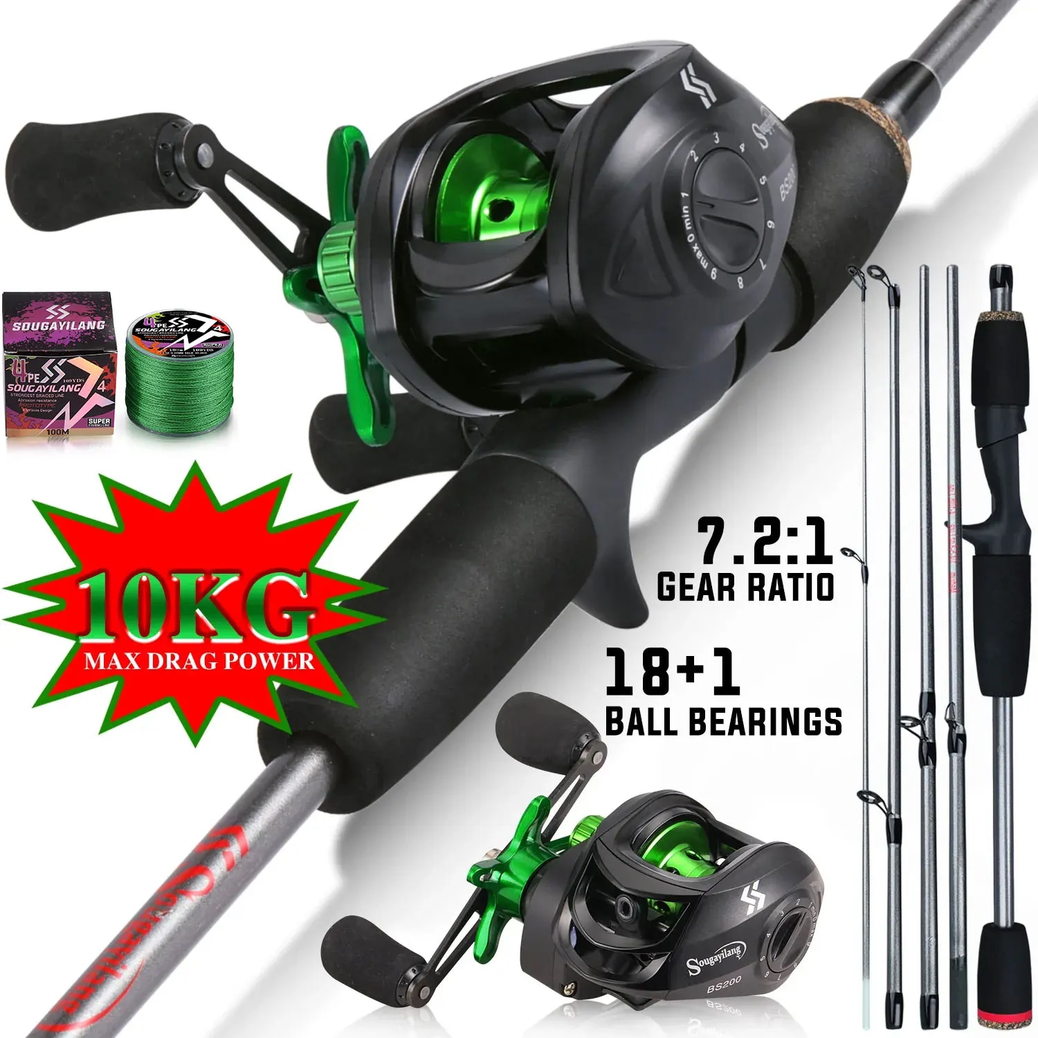 Sougayilang الصيد رود كومبو 1. - مراجعة Fishing Rod Combo وسعره