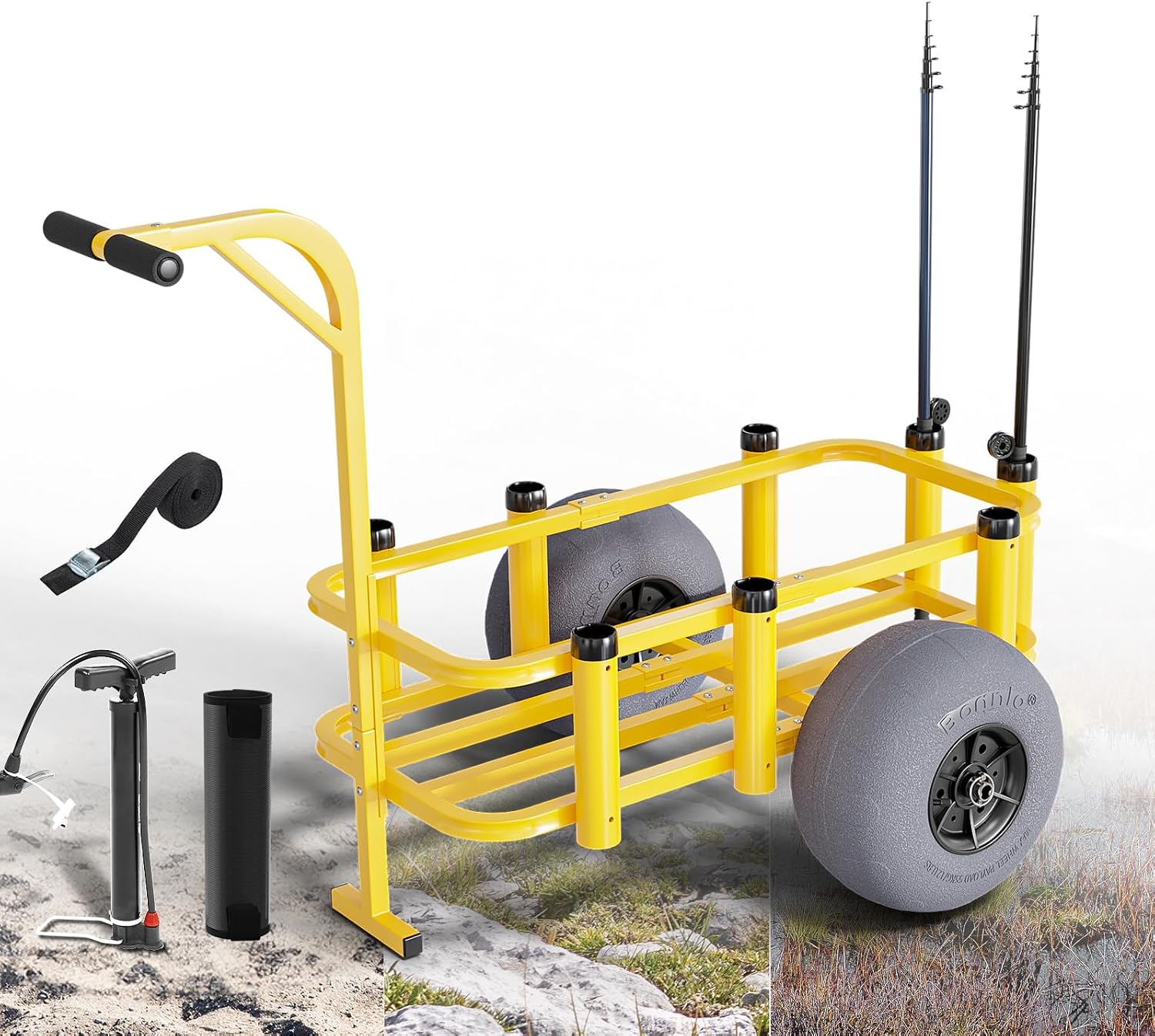 عربة صيد متنقلة للشاطئ مع عجلا - مراجعة Fishing Rod Holder وسعره